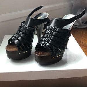 Charles David Stepa Woven Platform Sandal Black